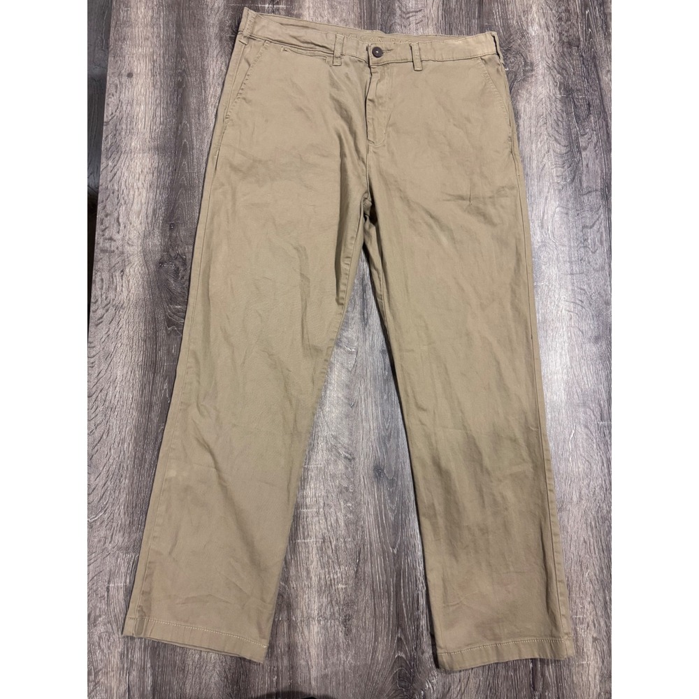 American Rag Mens Khaki Chino Pants Comfort Stretch Tan 34x30 Flat Front